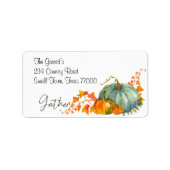 Fall Thanksgiving Orange Pumpkins Leaf Address Adressaufkleber (Vorne)
