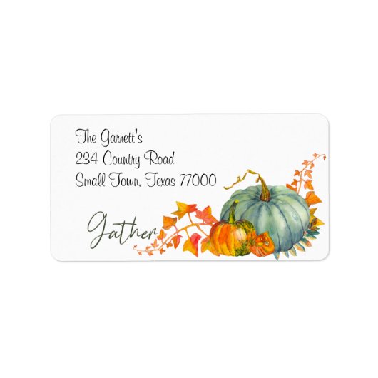 Fall Thanksgiving Orange Pumpkins Leaf Address Adressaufkleber (Vorne)