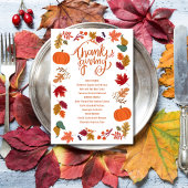 Fall Thanksgiving Printable Menu Ankündigung