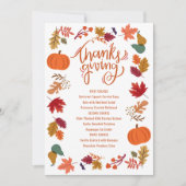 Fall Thanksgiving Printable Menu Ankündigung (Vorderseite)