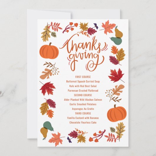 Fall Thanksgiving Printable Menu Ankündigung (Vorderseite)