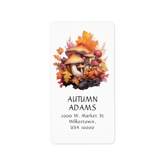 FALL THEMA AUTUMN FARBEN MUSHROOM ADRESSAUFKLEBER (Vorne)