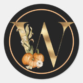 FALL THEMA MONOGRAM W MIT PUMPKIN RUNDER AUFKLEBER (Vorderseite)