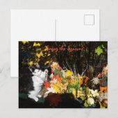 Fall-thematischer Cat-Bookmarker oder Feiertagspostkarte (Vorne/Hinten)