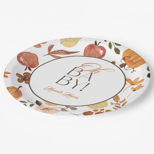 Fall Theme Baby Shower Invitation Pappteller (Schrägansicht)