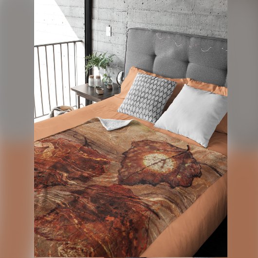 Fall Theme Blätter Terracotta Fleecedecke