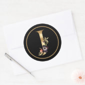 FALL THEME GOLD MONOGRAM J MIT FLORALISCHER VEREIN RUNDER AUFKLEBER (Umschlag)