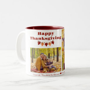 Fall Theme   Happy Thanksgiving-Foto Zweifarbige Tasse