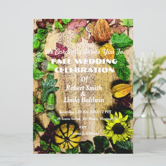 Fall Theme Hochzeit Einladung (Stehend Vorderseite)