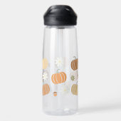 Fall Theme Pumpkin, Acorn, Daisy Pattern Trinkflasche (Rückseite)