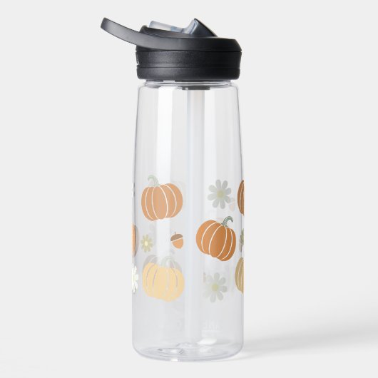 Fall Theme Pumpkin, Acorn, Daisy Pattern Trinkflasche (Rechts)