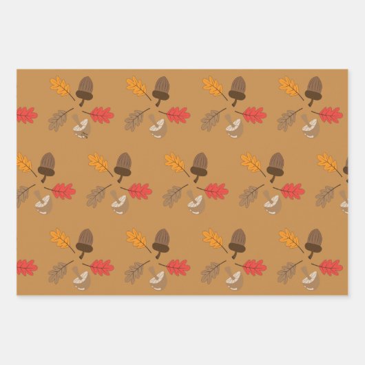 Fall Theme Wrapping Paper Flat Sheet Set 3 Geschenkpapier Set (Vorderseite 2)
