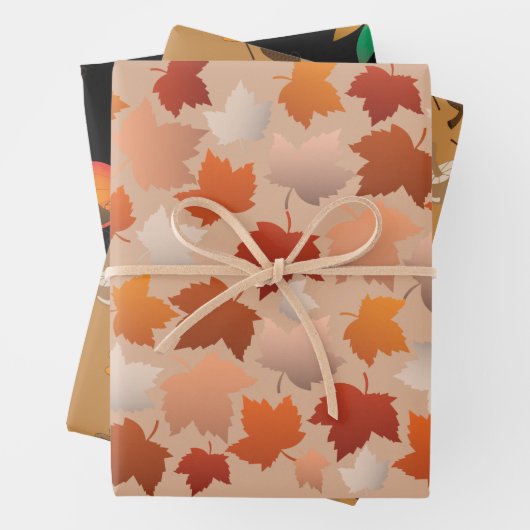 Fall Theme Wrapping Paper Flat Sheet Set 3 Geschenkpapier Set (Beispiel)