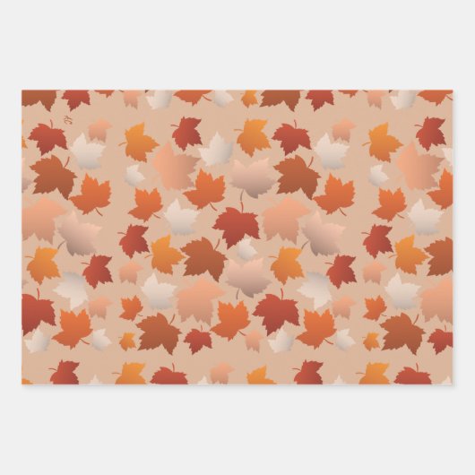 Fall Theme Wrapping Paper Flat Sheet Set 3 Geschenkpapier Set (Vorderseite)