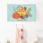 Fall-Themed Blätter Berries Pumpkin Erntedank Banner (Insitu)
