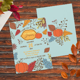 Fall-Themed Blätter Berries Pumpkin Erntedank Einladung