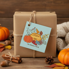 Fall-Themed Blätter Berries Pumpkin Erntedank Geschenkanhänger