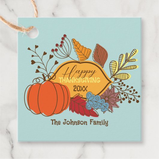 Fall-Themed Blätter Berries Pumpkin Erntedank Geschenkanhänger (Vorderseite)