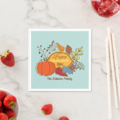 Fall-Themed Blätter Berries Pumpkin Erntedank Serviette (Beispiel)