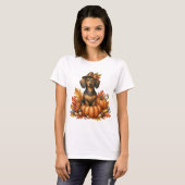 FALL THEMED DACKEL HUND MIT PUMPKINN T-Shirt (Vorne ganz)