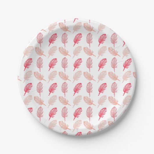 Fall Themed Feathers Pattern Pappteller (Vorderseite)