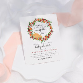 Fall Themed Sweet Little Pumpkin Baby Dusche Einladungspostkarte