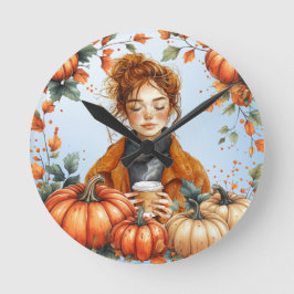 Fall themed Wall Clock Runde Wanduhr