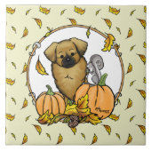Fall Tibetischer Spaniel (braun) Dog Pumpkins Nied Fliese (Vorderseite)