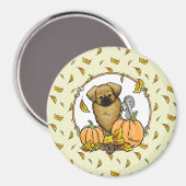 Fall Tibetischer Spaniel (braun) Dog Pumpkins Nied Magnet (Vorderseite/Rückseite)