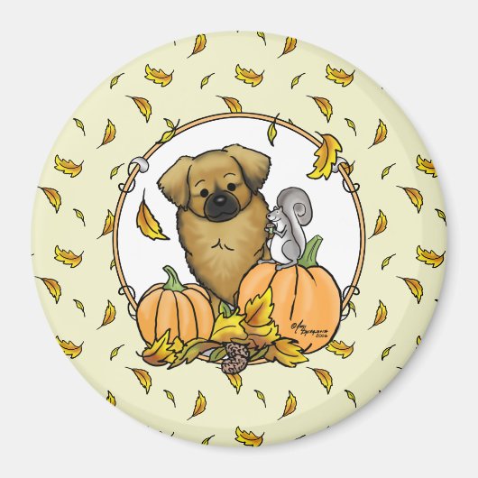 Fall Tibetischer Spaniel (braun) Dog Pumpkins Nied Magnet (Vorne)