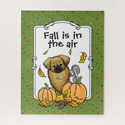 Fall Tibetischer Spaniel (braun) Dog Pumpkins Nied Puzzle (Vertikal)