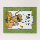 Fall Tibetischer Spaniel (braun) Dog Pumpkins Nied Puzzle (Horizontal)