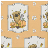 Fall Tibetischer Spaniel (braun) Dog Pumpkins Nied Stoff (Nahaufnahme)
