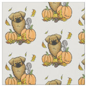 Fall Tibetischer Spaniel (braun) Dog Pumpkins Nied Stoff (Nahaufnahme)