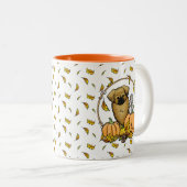 Fall Tibetischer Spaniel (braun) Dog Pumpkins Nied Zweifarbige Tasse (VorderseiteRechts)