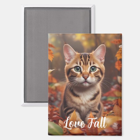 Fall Time Cat Magnet (Vorderseite/Rückseite)