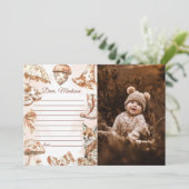 Fall Toile De Jouy Kapsel - Hinweis-Karte Einladung (Stehend Vorderseite)