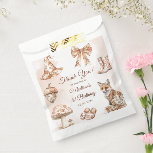 Fall Toile De Jouy Woodland Theme Birthday Party Geschenktütchen (Versiegelt)