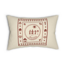 Fall "Traditional Warli Art Pillow"