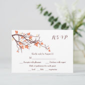 Fall Tree Branch Wedding RSVP Card Karte (Stehend Vorderseite)