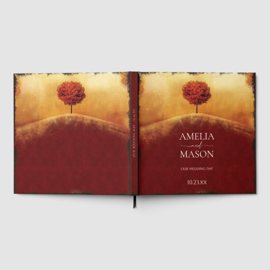 Fall Tree Elegant Wedding Gäestbook Gästebuch (Voll)