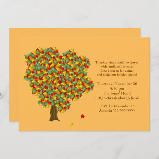 Fall Tree Erntedank Einladung (Vorne/Hinten)