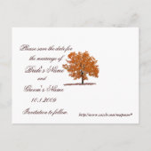 Fall Tree Save the Date Postkarte. Ankündigungspostkarte (Rückseite)