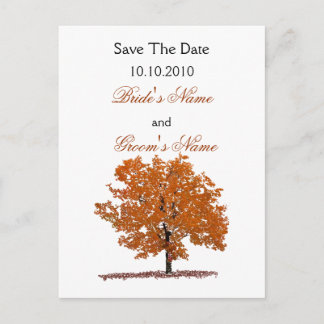 Fall Tree Save the Date Postkarte. Ankündigungspostkarte
