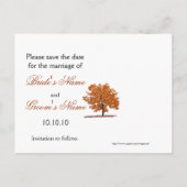Fall Tree Save the Date Postkarte. Ankündigungspostkarte (Rückseite)