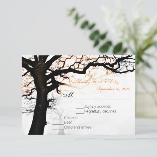 Fall Tree UAWG RSVP Karte (Stehend Vorderseite)