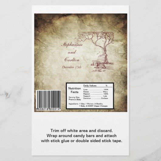 Fall Tree Wedding Large Candy Bar Wrap Flyer (Vorne)