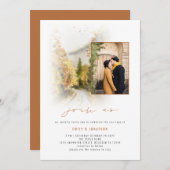 Fall Trees Foto QR Jos Us Terracotta Wedding Einladung (Vorne/Hinten)