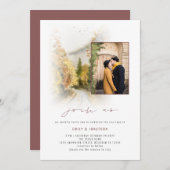 Fall Trees Foto QR schließen sich uns Mauve Weddin Einladung (Vorne/Hinten)