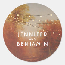 Fall Trees Park und String Lights Rustic